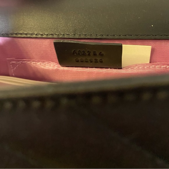 GUCCI BROADWAY BLK SILK QUILTED RAJA Clutch Round Yellow metal handle,NWT - Picture 5 of 5